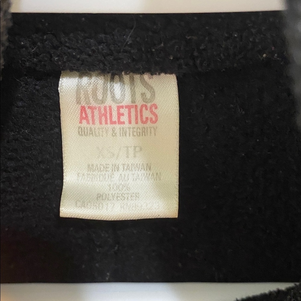 Roots Athletics Womens Fleece Black White Piping Long Sleeve Zip Sweater Size XS - Picture 2 of 6
